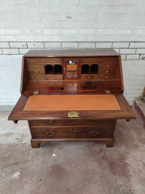 SUPERB ANTIQUE GEORGIAN SOLID MAHOGANY WRITING BUREAU CHEST - ADDITIONAL PHOTO 12