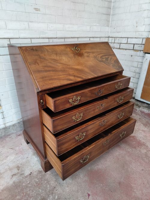 SUPERB ANTIQUE GEORGIAN SOLID MAHOGANY WRITING BUREAU CHEST - ADDITIONAL PHOTO 13