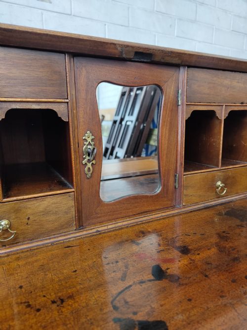 SUPERB ANTIQUE GEORGIAN SOLID MAHOGANY WRITING BUREAU CHEST - ADDITIONAL PHOTO 14