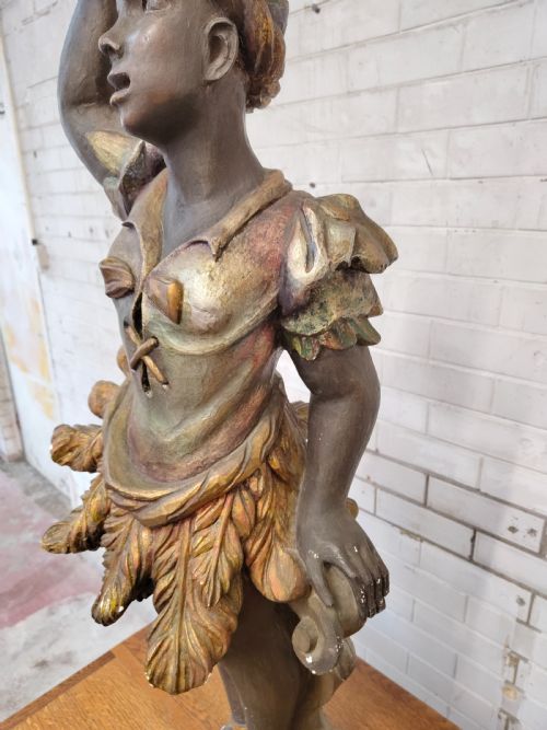 LARGE ANTIQUE PAIR OF EARLY 20TH CENTURY CHALKWARE POLYCHROME PAINTED VENETIAN BLACKAMOOR FIGURES - ADDITIONAL PHOTO 12