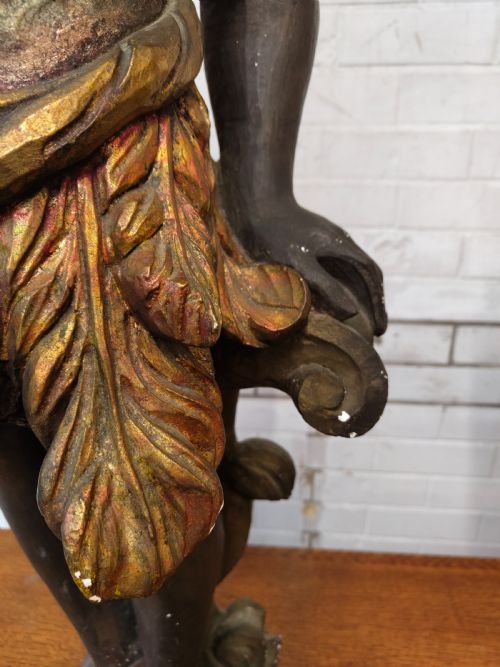 LARGE ANTIQUE PAIR OF EARLY 20TH CENTURY CHALKWARE POLYCHROME PAINTED VENETIAN BLACKAMOOR FIGURES - ADDITIONAL PHOTO 17