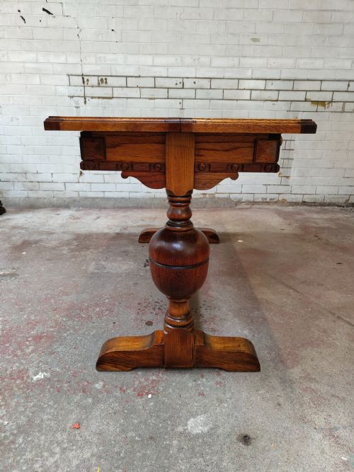 ANTIQUE SOLID GOLDEN OAK EXTENDING KITCHEN DINING TABLE - ADDITIONAL PHOTO 3