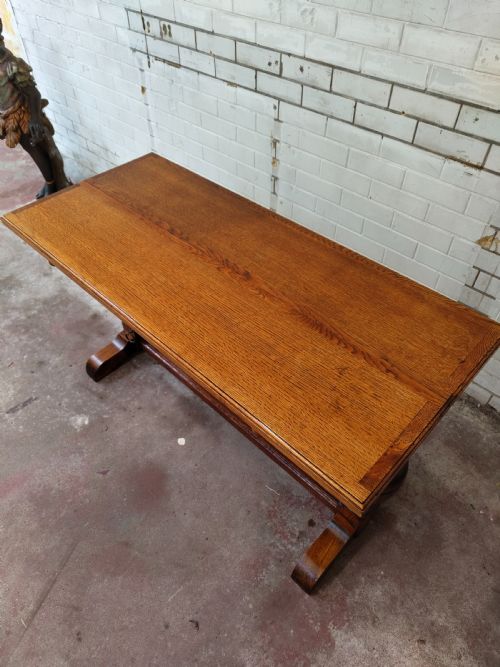 ANTIQUE SOLID GOLDEN OAK EXTENDING KITCHEN DINING TABLE - ADDITIONAL PHOTO 7