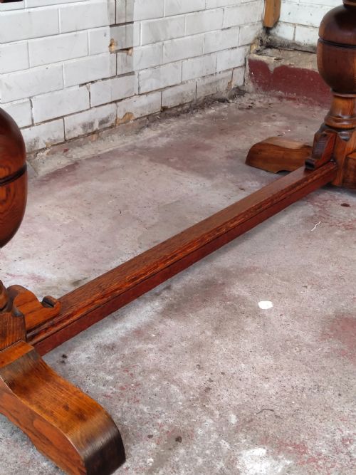 ANTIQUE SOLID GOLDEN OAK EXTENDING KITCHEN DINING TABLE - ADDITIONAL PHOTO 9