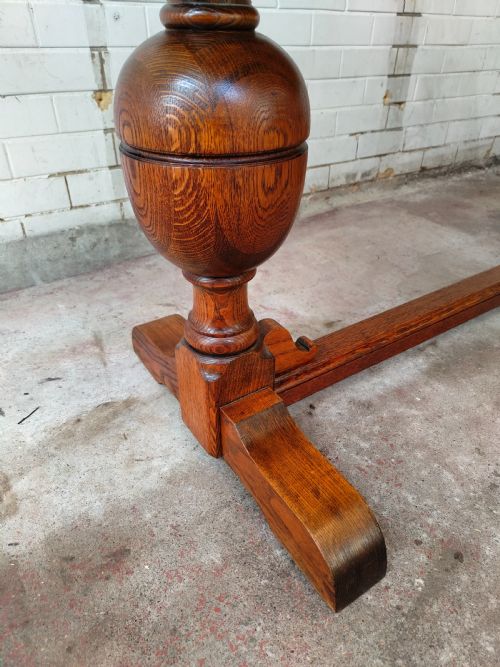 ANTIQUE SOLID GOLDEN OAK EXTENDING KITCHEN DINING TABLE - ADDITIONAL PHOTO 12