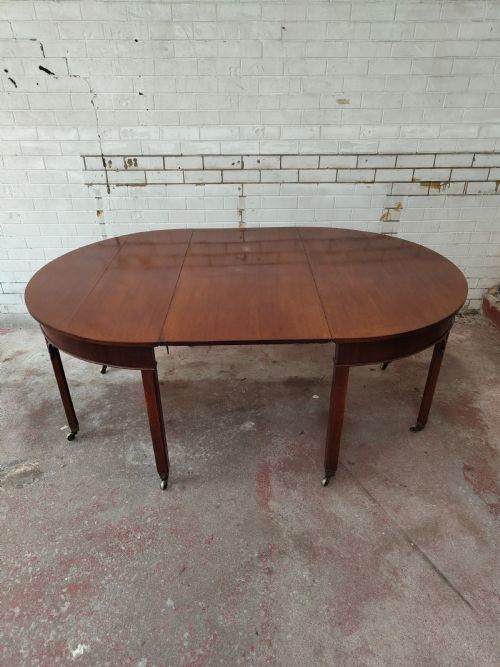 antique regency mahogany d end demi lune extending dining table - CATEGORY: ANTIQUE TABLES - DATED REGENCY