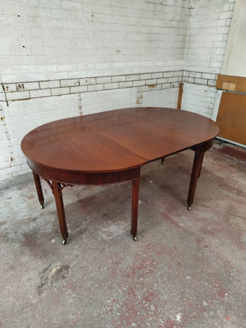 ANTIQUE REGENCY MAHOGANY D END DEMI LUNE EXTENDING DINING TABLE - ADDITIONAL PHOTO 4