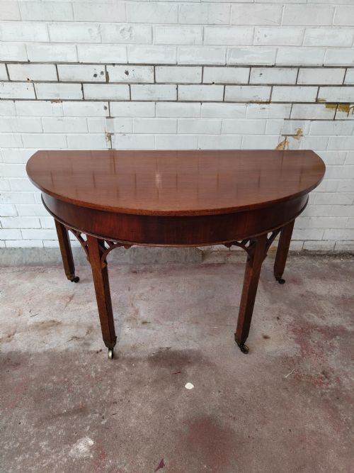 ANTIQUE REGENCY MAHOGANY D END DEMI LUNE EXTENDING DINING TABLE - ADDITIONAL PHOTO 9