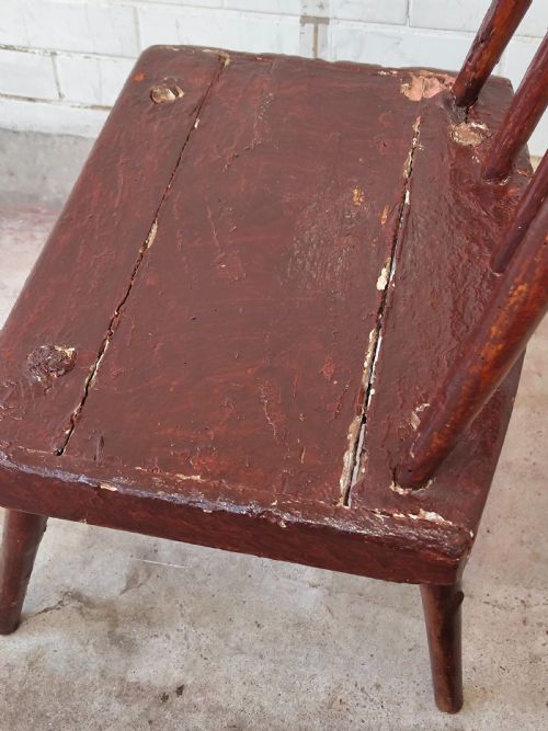 ANTIQUE 19TH C IRISH STICK BACK FAMINE VERNACULAR CHAIR - ADDITIONAL PHOTO 4
