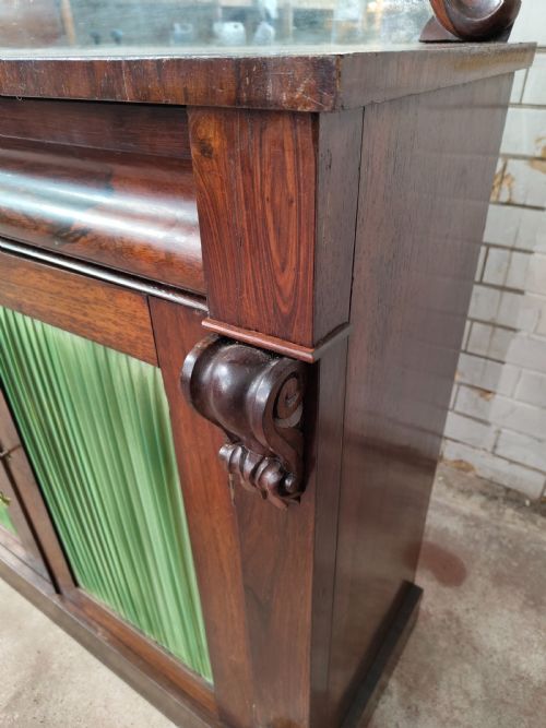 ANTIQUE COUNTRY HOUSE REGENCY ROSEWOOD CHIFFONIER WITH DISTRESSED MIRROR - ADDITIONAL PHOTO 2