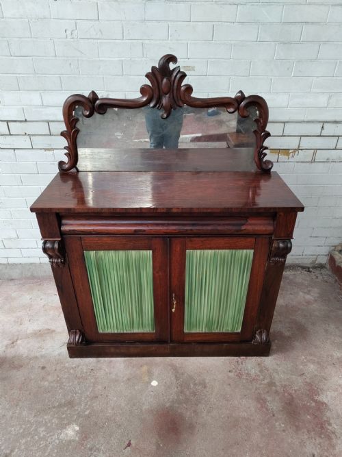 ANTIQUE COUNTRY HOUSE REGENCY ROSEWOOD CHIFFONIER WITH DISTRESSED MIRROR - ADDITIONAL PHOTO 3