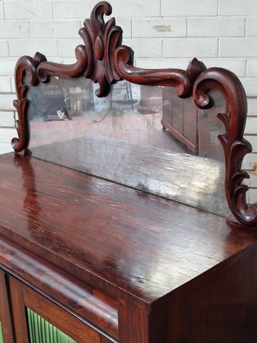 ANTIQUE COUNTRY HOUSE REGENCY ROSEWOOD CHIFFONIER WITH DISTRESSED MIRROR - ADDITIONAL PHOTO 5