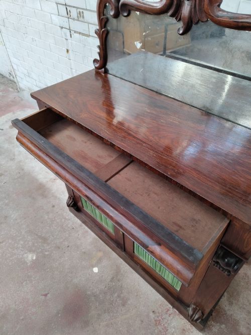 ANTIQUE COUNTRY HOUSE REGENCY ROSEWOOD CHIFFONIER WITH DISTRESSED MIRROR - ADDITIONAL PHOTO 11