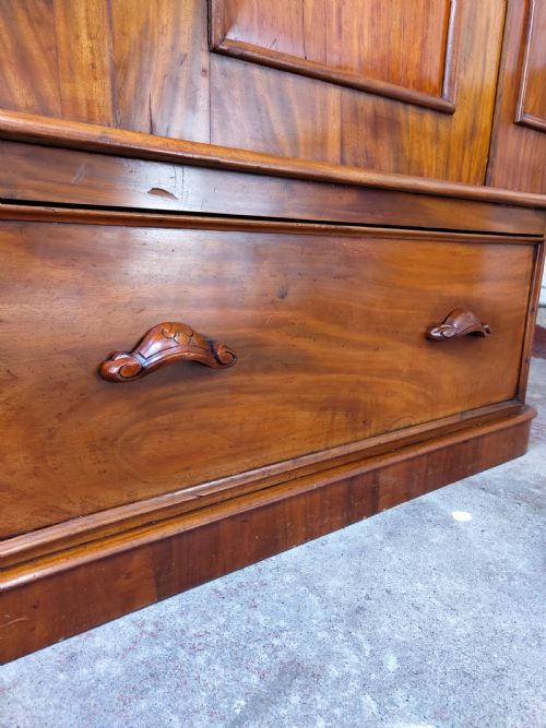 ANTIQUE VICTORIAN SOLID MAHOGANY SINGLE HALL WARDROBE ARMOIRE COMPACTUM - ADDITIONAL PHOTO 5