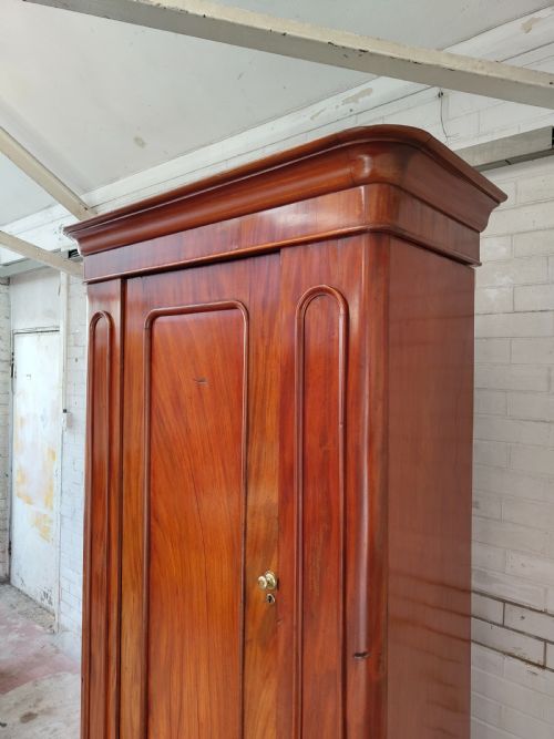 ANTIQUE VICTORIAN SOLID MAHOGANY SINGLE HALL WARDROBE ARMOIRE COMPACTUM - ADDITIONAL PHOTO 9