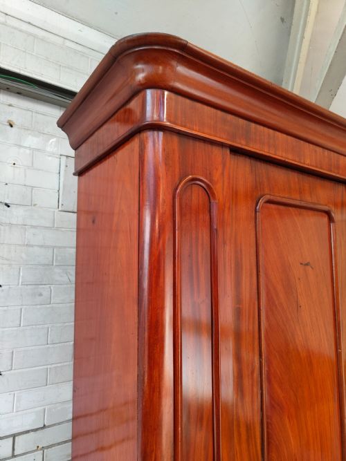 ANTIQUE VICTORIAN SOLID MAHOGANY SINGLE HALL WARDROBE ARMOIRE COMPACTUM - ADDITIONAL PHOTO 13