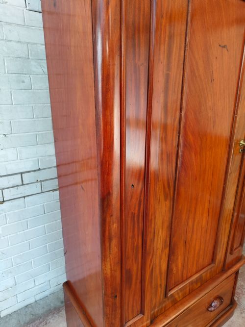 ANTIQUE VICTORIAN SOLID MAHOGANY SINGLE HALL WARDROBE ARMOIRE COMPACTUM - ADDITIONAL PHOTO 14
