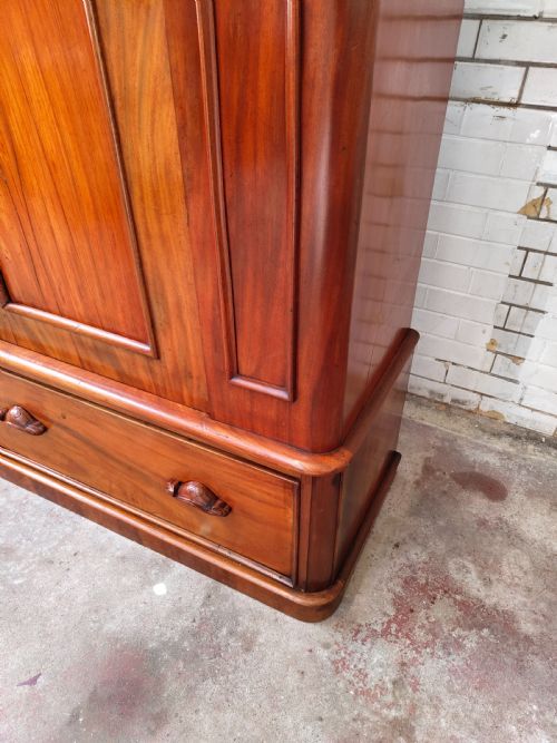 ANTIQUE VICTORIAN SOLID MAHOGANY SINGLE HALL WARDROBE ARMOIRE COMPACTUM - ADDITIONAL PHOTO 16