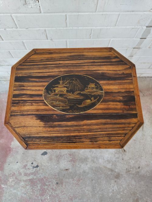 ANTIQUE 19TH CENTURY COROMANDEL WOOD WORK SEWING TABLE - ADDITIONAL PHOTO 3