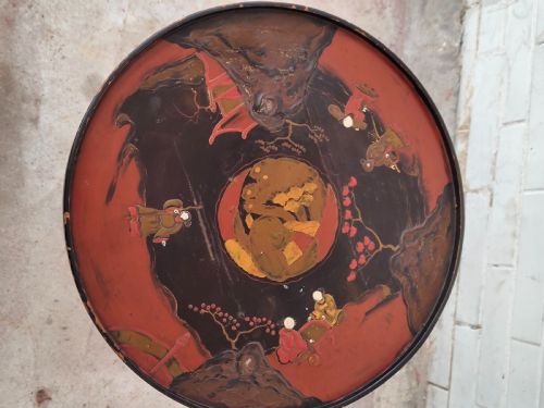 ANTIQUE EARLY 20TH CENTURY CHINOISERIE LACQUERED WINE TABLE - ADDITIONAL PHOTO 1
