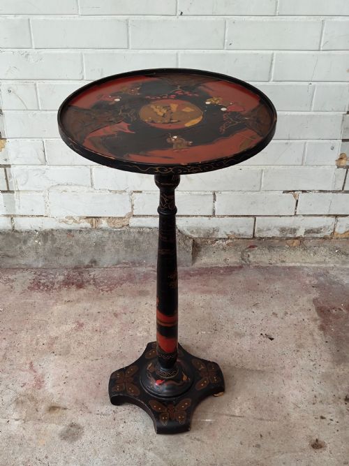 ANTIQUE EARLY 20TH CENTURY CHINOISERIE LACQUERED WINE TABLE - ADDITIONAL PHOTO 2