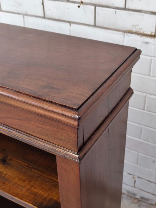 ANTIQUE EDWARDIAN SOLID MAHOGANY ADJUSTABLE OPEN BOOKCASE - ADDITIONAL PHOTO 1