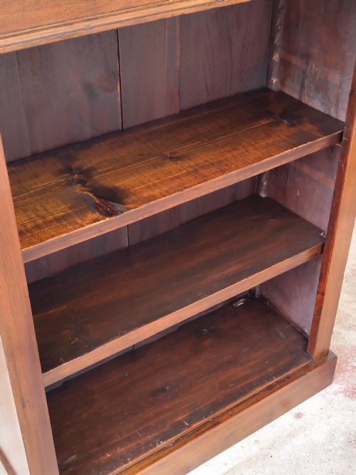 ANTIQUE EDWARDIAN SOLID MAHOGANY ADJUSTABLE OPEN BOOKCASE - ADDITIONAL PHOTO 6
