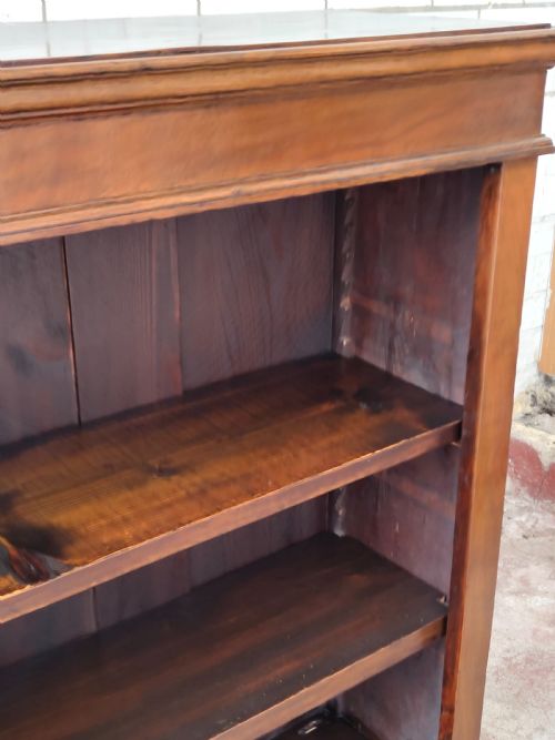 ANTIQUE EDWARDIAN SOLID MAHOGANY ADJUSTABLE OPEN BOOKCASE - ADDITIONAL PHOTO 7