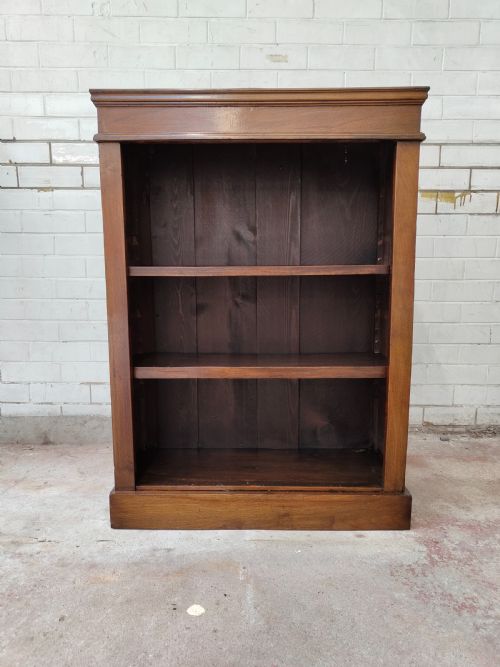 ANTIQUE EDWARDIAN SOLID MAHOGANY ADJUSTABLE OPEN BOOKCASE - ADDITIONAL PHOTO 8