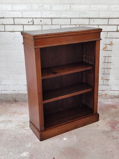 ANTIQUE EDWARDIAN SOLID MAHOGANY ADJUSTABLE OPEN BOOKCASE - ADDITIONAL PHOTO 4