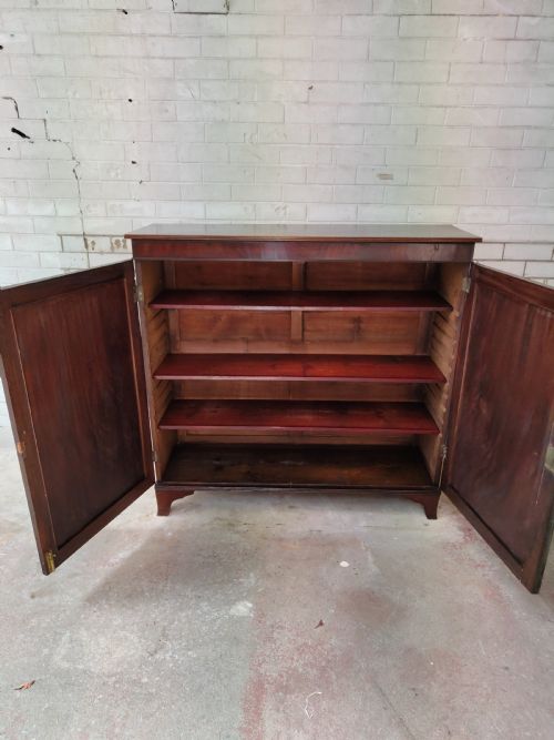 ANTIQUE REGENCY MAHOGANY ENCLOSED ADJUSTABLE BOOKCASE - ADDITIONAL PHOTO 6