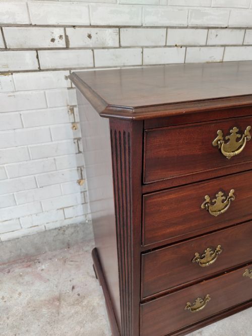 ANTIQUE GEORGE III SOLID MAHOGANY CHEST OF DRAWERS - ADDITIONAL PHOTO 3