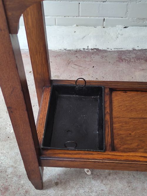ANTIQUE SOLID OAK ARTS CRAFTS EDWARDIAN TILED HALL STAND - ADDITIONAL PHOTO 12