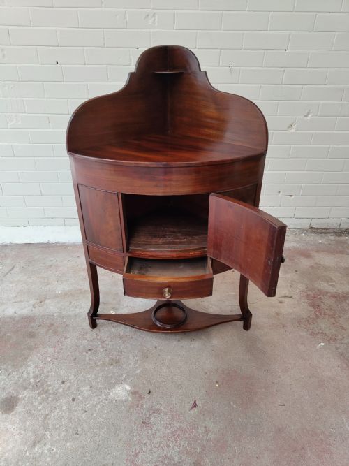 ANTIQUE GEORGIAN REGENCY SOLID MAHOGANY CORNER CUPBOARD STAND - ADDITIONAL PHOTO 4
