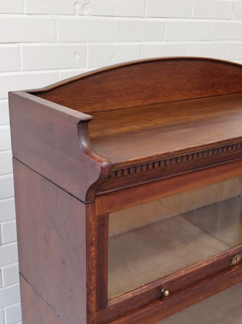 ANTIQUE EDWARDIAN SOLID OAK GLAZED BARRISTERS SECTIONAL STACKING BOOKCASE - ADDITIONAL PHOTO 7