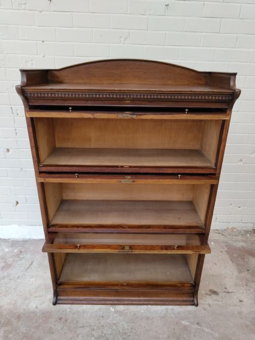 ANTIQUE EDWARDIAN SOLID OAK GLAZED BARRISTERS SECTIONAL STACKING BOOKCASE - ADDITIONAL PHOTO 3