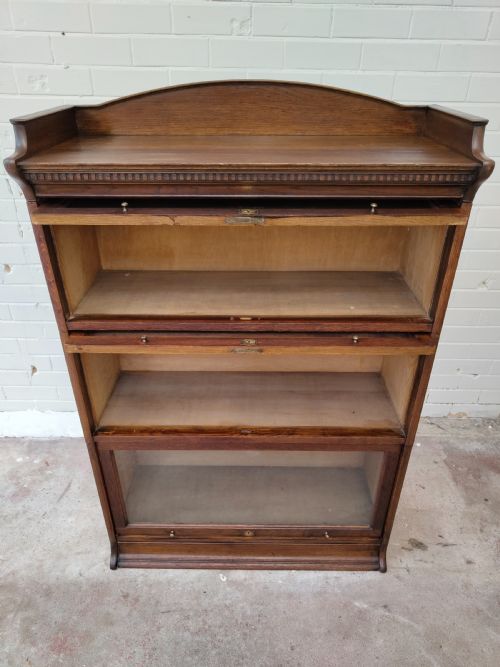 ANTIQUE EDWARDIAN SOLID OAK GLAZED BARRISTERS SECTIONAL STACKING BOOKCASE - ADDITIONAL PHOTO 5
