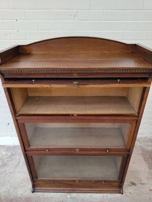 ANTIQUE EDWARDIAN SOLID OAK GLAZED BARRISTERS SECTIONAL STACKING BOOKCASE - ADDITIONAL PHOTO 6