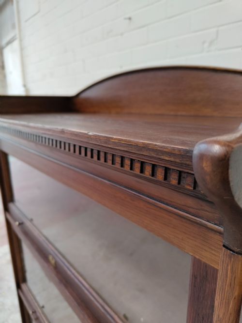 ANTIQUE EDWARDIAN SOLID OAK GLAZED BARRISTERS SECTIONAL STACKING BOOKCASE - ADDITIONAL PHOTO 10