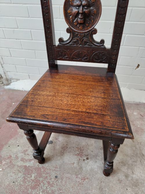 ANTIQUE VICTORIAN CARVED OAK GEOMETRIC GREEN MAN OFFICE WORK WRITING DESK CHAIR - ADDITIONAL PHOTO 8