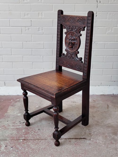 ANTIQUE VICTORIAN CARVED OAK GEOMETRIC GREEN MAN OFFICE WORK WRITING DESK CHAIR - ADDITIONAL PHOTO 10
