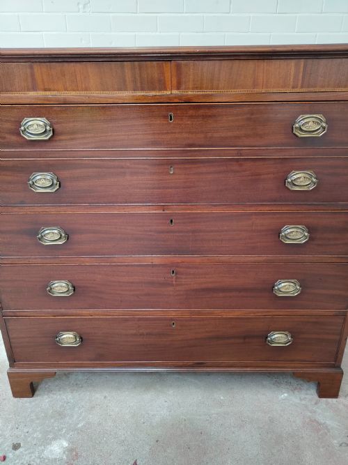 ANTIQUE GEORGIAN REGENCY MAHOGANY SECRETAIRE CHEST OF DRAWERS - ADDITIONAL PHOTO 5