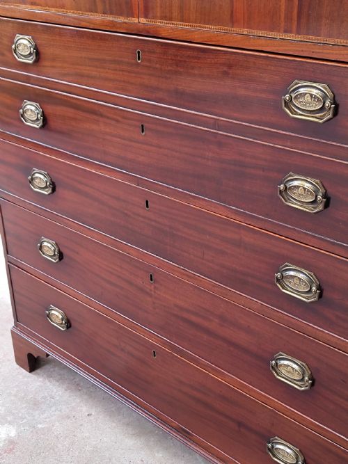 ANTIQUE GEORGIAN REGENCY MAHOGANY SECRETAIRE CHEST OF DRAWERS - ADDITIONAL PHOTO 1