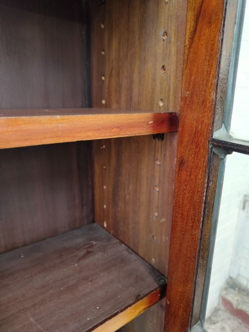 ANTIQUE EDWARDIAN SOLID WALNUT WRITING BUREAU BOOKCASE - ADDITIONAL PHOTO 5