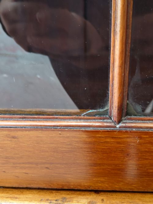 ANTIQUE EDWARDIAN SOLID WALNUT WRITING BUREAU BOOKCASE - ADDITIONAL PHOTO 15