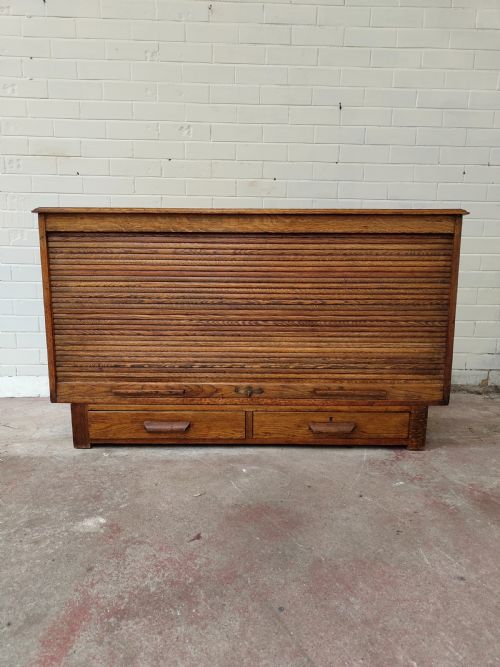ANTIQUE EDWARDIAN TAMBOUR ROLL FRONT STORAGE CUPBOARD SIDEBOARD - ADDITIONAL PHOTO 13