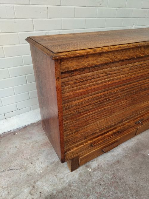 ANTIQUE EDWARDIAN TAMBOUR ROLL FRONT STORAGE CUPBOARD SIDEBOARD - ADDITIONAL PHOTO 1