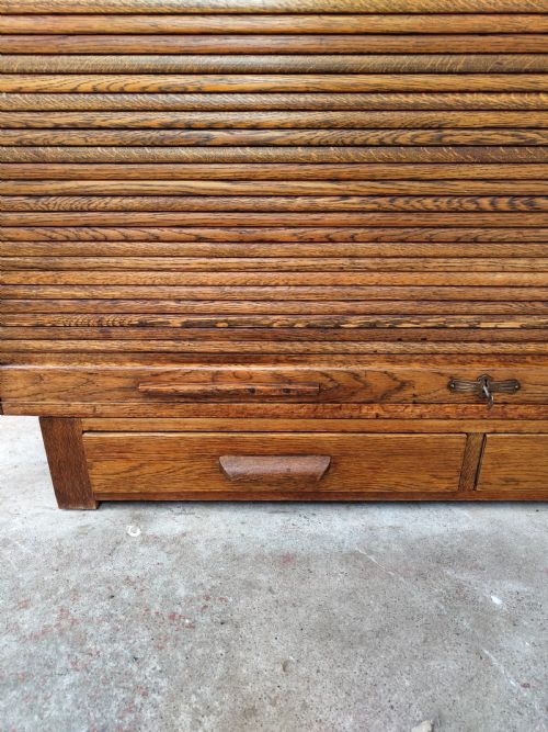ANTIQUE EDWARDIAN TAMBOUR ROLL FRONT STORAGE CUPBOARD SIDEBOARD - ADDITIONAL PHOTO 2