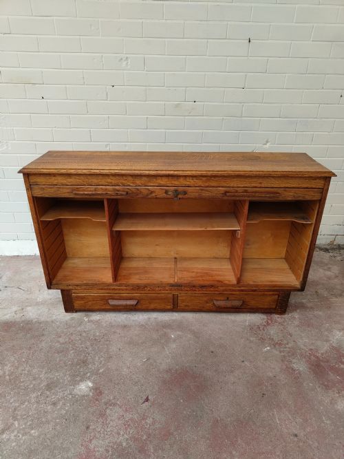 ANTIQUE EDWARDIAN TAMBOUR ROLL FRONT STORAGE CUPBOARD SIDEBOARD - ADDITIONAL PHOTO 5