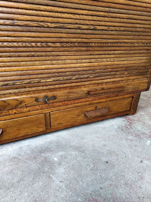 ANTIQUE EDWARDIAN TAMBOUR ROLL FRONT STORAGE CUPBOARD SIDEBOARD - ADDITIONAL PHOTO 6